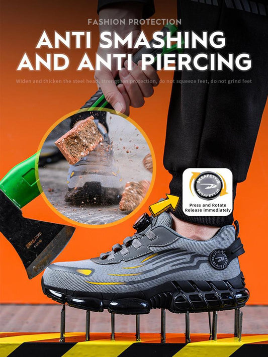 Leisure and breathable Lace Up Low Top Anti Piercing & Anti Smashing Safety Shoes with Rotating Button