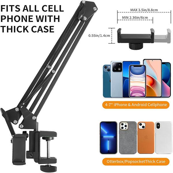 Phone Holder with Adjustable Clamp Clip